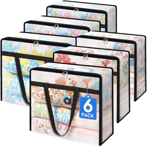 TasticTotes 6 Pack Clear Storage Bags for Comforter, Clothes & Bedding, 60L - size: 60L