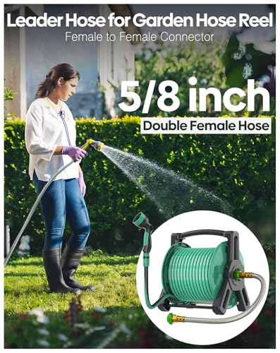 Short Metal Garden Hose 2 ft with Female to Female Connector， Stainless Steel Small Leader Hose for Hose Reel, Long, Flexible, Lightweight & Heavy Duty Water Pipe, Outdoor Water Hose Extension Adapter - size: 2ft Female to Female