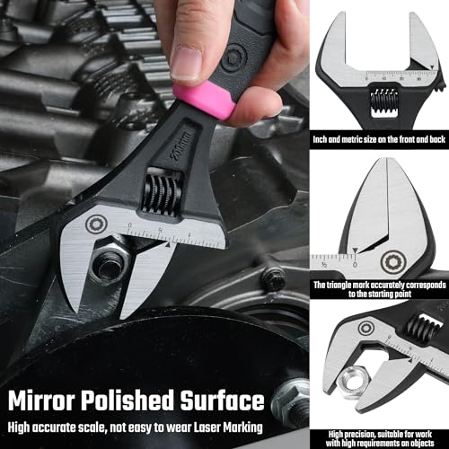 DURATECH 8-Inch Wide Jaw Adjustable Wrench - color: Black & Pink, size: 8-Inch