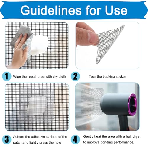 10 Sheets Window Screen Patches Repair Kit, Repair for Window and Door Tears Holes,Fiberglass Screen Tape Mesh Repair Suitable, 4"x 4"(10cm x 10cm) Gray - color: 10pack Grey