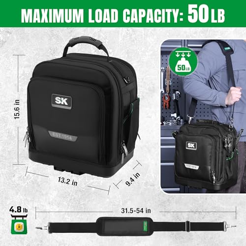 SK 15-Inch Tool Bag, Heavy Duty 1680D Tool Bag Organizer with 24 Pockets