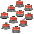 AAIN 3 Inch Wire Wheels for 4 1/2 Angle Grinder, 10 Pack Wire Cup Brush - size: 10 pack, style: 3 Inch Crimped Wire Brush