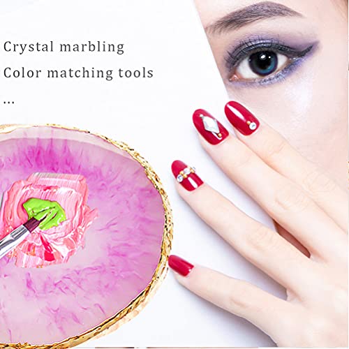 2 Pcs Resin Nail Art Palette, Round Mixing Board, Blue White - color: Purple, White