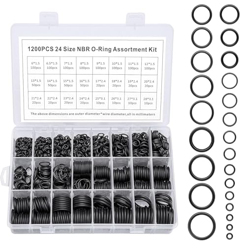 O Ring Assortment Kit 24 Sizes 1200 Pcs Nitrile Rubber Seal O-Rings - style: 24 Size/1200 Pcs