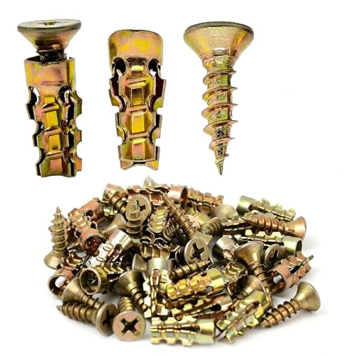 6×14mm Short Expansion Screw Set for Cabinet Hinge Repair & Stripped Thread Restoration, Secure Door Hinge Fastening, Fits 6mm Drill Holes in Wood, Tile, Stone(50)