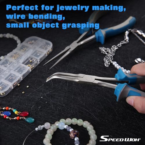 SPEEDWOX 2PCS Long Reach Needle Nose Pliers & Bent Needle Nose Pliers Set - style: 2PCS Bent & Needle Nose Pliers Smooth Jaw