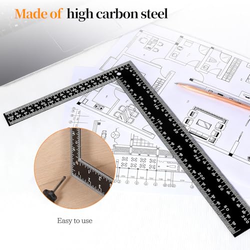 Carpenter Square 8x12 in Framing Square Heavy-Duty Carbon Steel Framing Tool with Dual-Scale (Imperial/Metric) High-Quality L-Ruler Square Tool for Builders and Carpenters