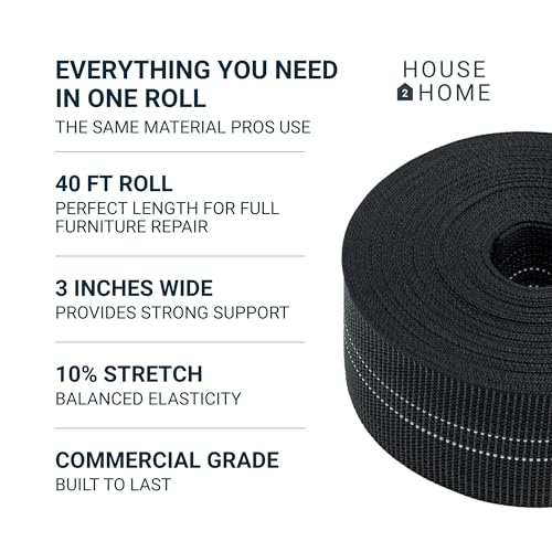 House2Home Elastic Furniture Webbing Roll, 3" x 40' Repair Support - size: 3" x 40' - 10% Stretch