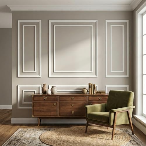 SMARTSTANDARD Pre Cut Wall Molding Kit for Accent, 6 Set Bilinear Frame - color: White: Style 1