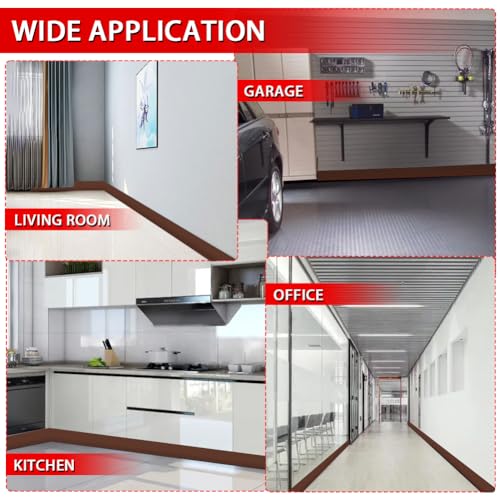 FONUNO Vinyl Wall Base Rubber Baseboard Molding Trim Self Adhesive 3" Wide - color: Brown, size: 3in x 40ft
