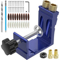 47Pcs Pocket Hole Jig Adjustable Punch Locator 15 Degree Angle Hole Drill Guide Kit High Precision Drill Punch Positioner for Carpenter DIY Joinery Work Woodworking Tool