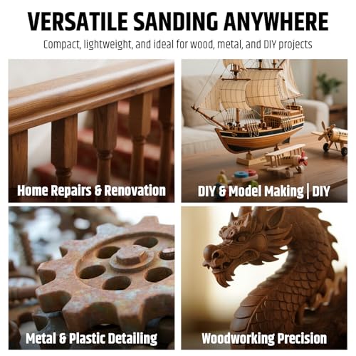 Variable Speed Detailing File Sander with 1/2" X 18" Belt, 2.3AMP, 1000-1800 ft/min 6 Speed, 0-60° Adjustable, Tool-Free Belt Change, Lightweight, for Wood, Mental, Plastic