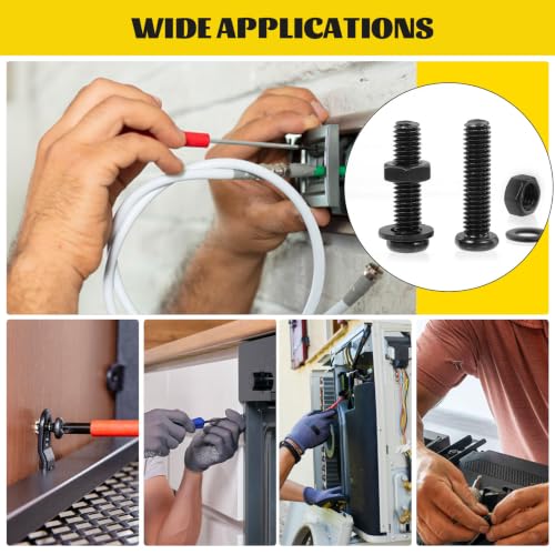 225pcs Screws and Nuts Assortment Kit,M4 M5 M6 Phillips Pan Head Assorted Nuts and Bolts,Washers Kit for Headboard, Wall Plate Switch, Receptacles Mounting Screws Black - size: B M4M5M6 225pcs