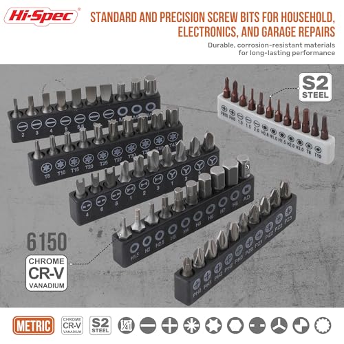 Hi-Spec Multi Screwdriver Bit Set and 1/4 Inch Socket Set with Handles | 78pc, faster bit changes, labeled storage, cleaner drilling and driving, portable case, workshop-ready layout, quick setup - size: 78pc