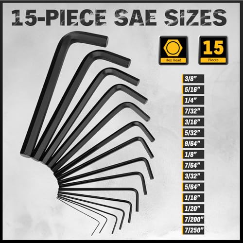 ELEAD Hex Key Allen Wrench Set: 41-Piece Hex and Torx Key Set with Torque Handle, Standard SAE(0.028"-3/8") & Metric(0.7mm-10mm) & Torx(T9-T50) in Storage Case, Heat Treated Chrome Vanadium Steel - style: New Version