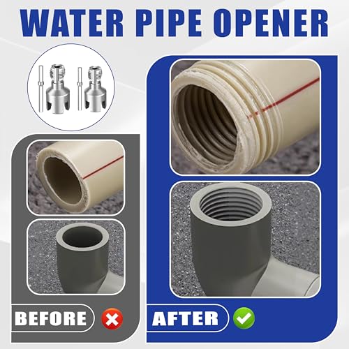 2-in-1 PVC Pipe Threader Kit with 1/2" & 3/4" Dies - Complete Dual Function Internal & External Threading Set Includes PTFE Tape & Gloves, Drill Compatible for DIY Plumbing & Home Repairs