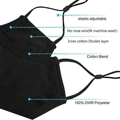 comfso Black Cloth Face Masks for Adults Washable Fabric XL Large Reusable - style: Medium for Teens 10+/Small Face Adult