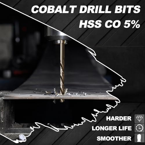 1/4 inch Cobalt Drill Bit for Hard Metal and Steel (10Pcs) - size: 1/4 in (10 pcs)