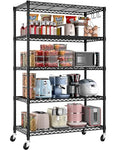 PrimeZone 36"W x 16"D x 79"H Wire Shelving with Wheels, 5-tier Metal Shelf - size: 36"W x 16"D x 79"H