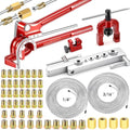 smseace 55Pack 3/16 Inch+1/4 Inch Brake line kit include 25 FT Zinc-plated brake lines with fitting(32pcs Fittings,4pcs Union+8pcs Nut) brake line bender,Single flare tool,cutter Brake line kit - color: Silver-A, size: 3/16inch+1/4inch