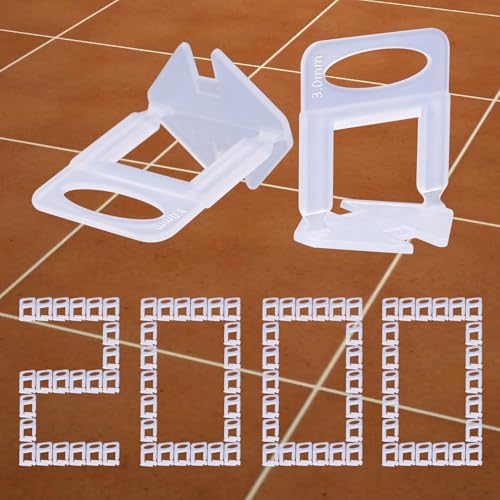2000 PCS Tile Leveling System Spacers Clips 1/8''(3.0mm) - size: 1/8 inch*2000
