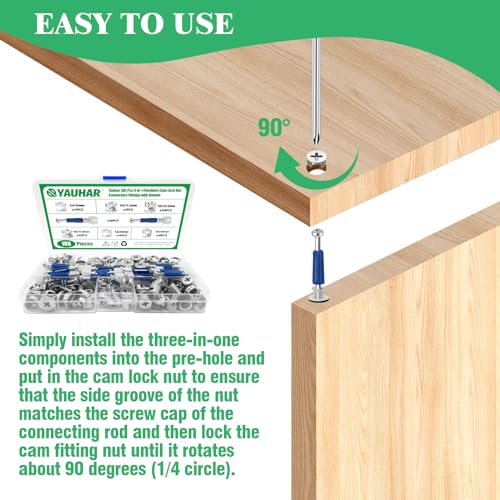 150Pcs 3-in-1 Furniture Cam Lock Nut Connectors Fittings with Dowels, Fastener Connecting Lock Nut Bolt for Closets Bed Furniture Connecting