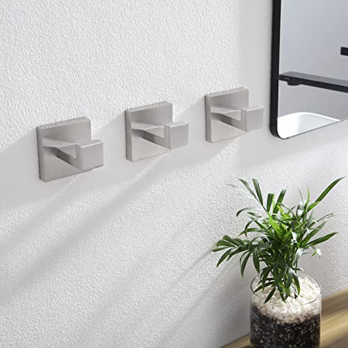 KOKOSIRI Bath Towel Hook Wall Mount Square Robe Hook Coat Hook Bathroom Kitchen Garage Heavy Duty SUS 304 Stainless Steel 3 Pack Brushed Nickel B1010BR-P3 - color: Brushed Nickel, size: 3 Pack