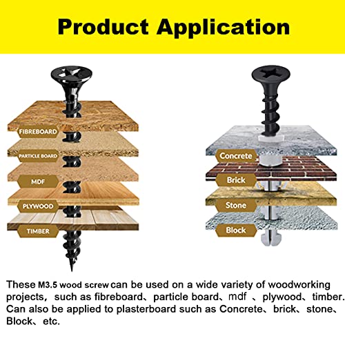 #6 x 1-3/8" Flat Head Self-Tapping Wood Screws for Shelving (100PCS) - size: #6 x 1-3/8'' (100Pcs)