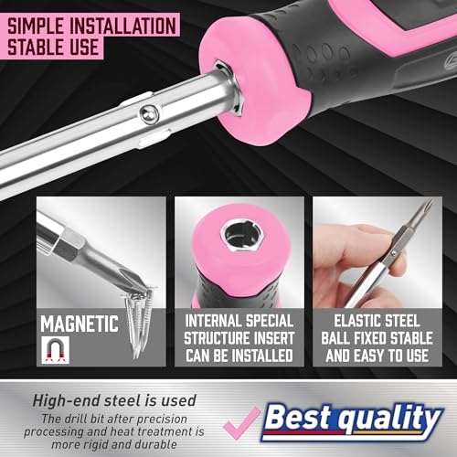 Amartisan 18-in-1 Multi-bit Screwdriver Set - color: Pink, size: 18-in-1 Multi-bit Screwdriver Set