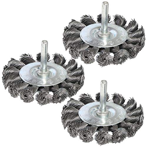 3PCS 3 Inch Knotted Wire Wheel Brushes Kit for Drill with 1/4-Inch Shank,Twist Brush Set Perfect for Rust Removal, Corrosion and Paint,Wire Wheels for Power-Operated Grinders - size: 3 inches