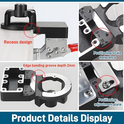 35 mm Concealed Hinge Jig with Quick Clamp, Adjustable Edge Distance