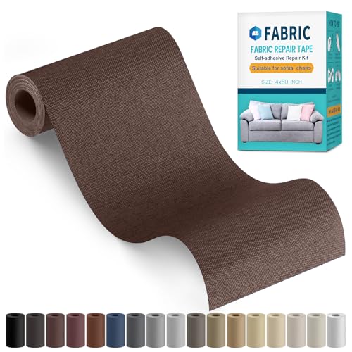 Fabric Repair Tape, 4" x 80" Self-Adhesive Linen Repair Tape Patch Kit - color: Dark Brown, size: 4" x 80"