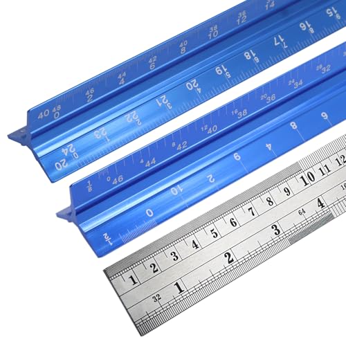 Biaungdo 3 Pack Architect Engineer Scale Ruler 12 Inch Blue for Drafting