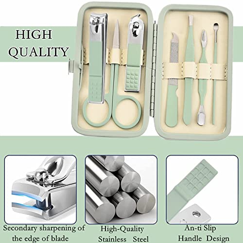 Aceoce Manicure Set Business Gifts Handheld Sized, Nail Clippers Set Tools Luxurious Manicure Set Professional Stainless Steel Nail Clippers with Travel Case for Men Women Teens Parents Colleagues - color: Mint Green