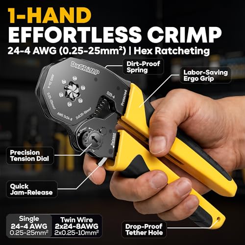 Hex Ferrule Crimping Tool Kit AWG 24-4 Wire Ferrules 11 Sizes