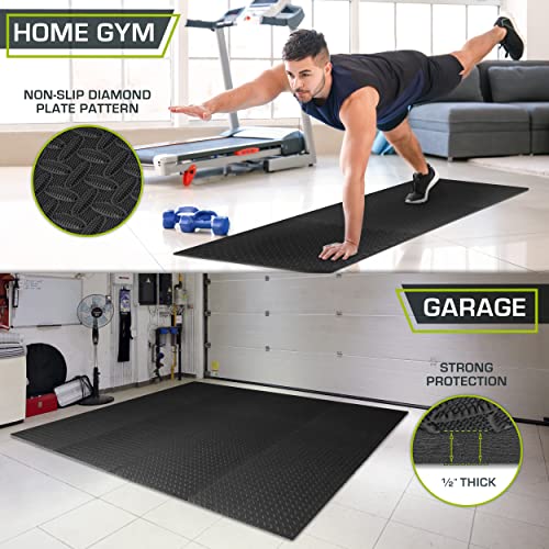 ProsourceFit Exercise Puzzle Mat ½-inch, EVA Interlocking Foam Floor Tiles for Home Gym, Workout Equipment, Kids Play Areas, Black, 48 SQ FT - 12 Tiles