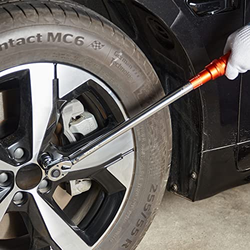 VEVOR 1/2-inch Drive Click Torque Wrench 25-250ft.lb/34-340n.m, Dual-Direction Adjustable Torque Wrench Set with Mechanical Dual Range Scales and Adapters Extension Rod - size: 1/2" 4 PCS
