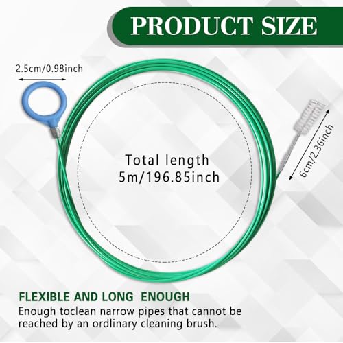 Auto Sunroof Drain Cleaning Tool, Car Wash Brush, 196 Inch Long Flexible Drain Brush Pipe Cleaners for Car, Auto Sunroof Pipe Cleaning Slim Drain Dredging Tool for Drains Sewers Windshields (5M) - color: 5m