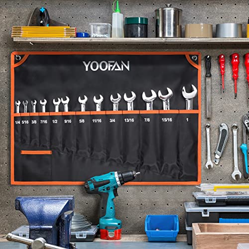 Wrench Roll Up Pouch – Wrench Organizer, Wrench Bag with Handle, Wrench Holder for Hanging - size: 13 Pockets SAE