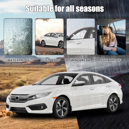 Window Molding Trim for 2016-2021 Honda Civic 4-Door Sedan | 4PCS Black Rubber Weatherstrip Seals, Replaces #72450-TEA-T01, Built-in Metal Layer, No Modifications Needed - size: 2016-2021 Honda Civic