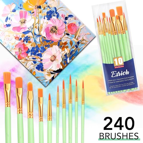 ESRICH 240PCS Paint Brushes, Paint Brush for Acrylic Painting - color: Green, size: 240