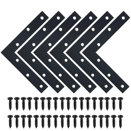 SAYAYO Flat L Bracket, 150x150mm / 6" x 6" Stainless Steel L Mending Plate - color: Black, size: 150x150mm-6pcs, style: L Shape