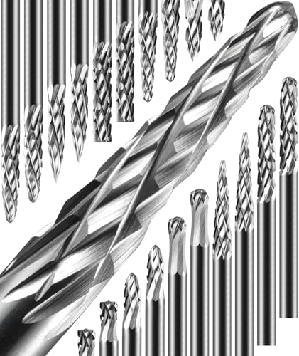 Sworker 20 Pcs Carbide Burr Set 1/8" Shank Compatible with Dremel Bits Rotary Tools Attachment Kit Rasp Drill File Accessories Metal Wood Stone Steel Grinding Carving Cutting Polishing Solid Tungsten