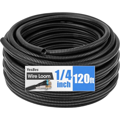 120 FT Wire Loom 1/4 Inch, Split Wire Loom Tubing Conduit, Wire Protector Tubing, Black - color: 1/4" x 120ft-Black