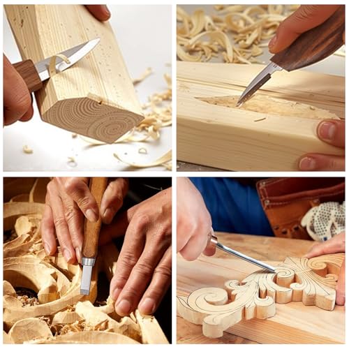 Deluxe Wood Carving Kit, Wood Carving Tools Set, 8Pcs Whittling Knifes & 5Pcs Detail Carving Knives with Large Leather Case & Gloves, Wood Whittling Kit for Beginners and Carpenter Experts