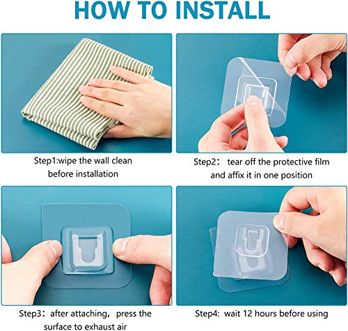 Double Sided Adhesive Wall Hooks,24 Pack Self Adhesive Hooks,Suitable for Hanging and Organizing