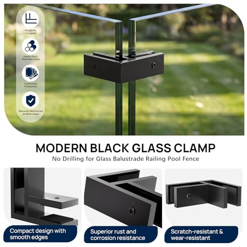 20 Pack Corner Railing Glass to Glass Clamps, Double Side Glass Clip - size: 20 Pack, style: 90 Degree
