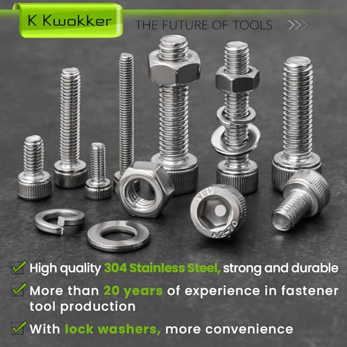 M3 M4 M5 M6 Hex Socket Bolt & Nut Assortment Kit, 1160Pcs - size: D. M3 M4 M5 M6