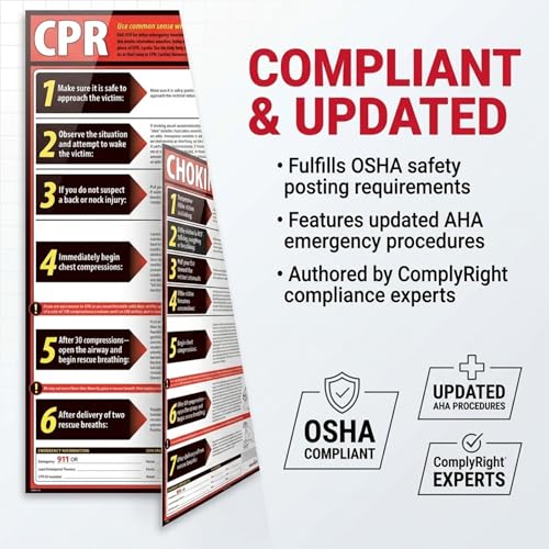 ComplyRight CPR & Choking Poster Bundle,18” x 24”, OSHA Safety Signs for Workplace - color: Lifesaving CPR & Choking Poster Bundle