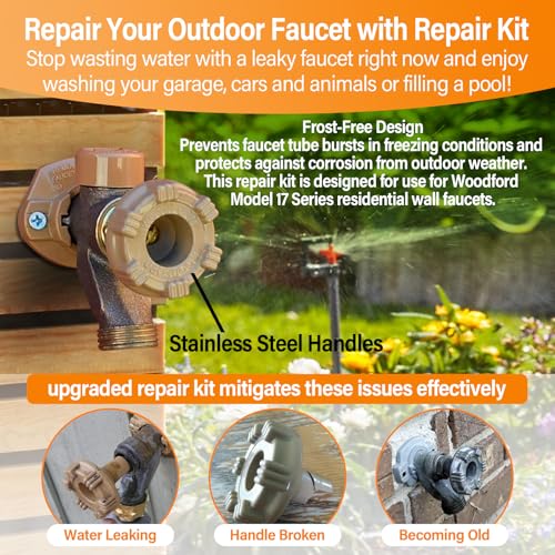 RK-17MH Outside Faucet Repair Kit Metal Handle - Replacement for Woodford Model 17 Outdoor Wall Hydrant, Frost-Free Design, EPDM Packing, 12-Piece Kit